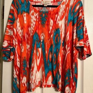 Michael Kors Orange and Teal Blouse